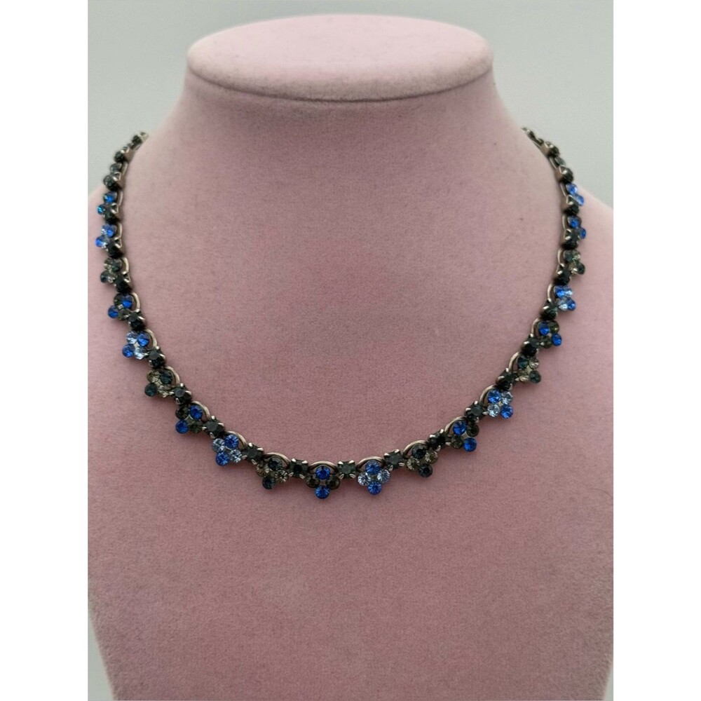 Vintage Sorrelli Blue Crystal Floral Link Necklaces